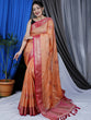 Load image into Gallery viewer, Tamanna Cotton Copper Meenakari Woven Saree Peach Clothsvilla