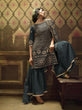 Load image into Gallery viewer, Teal Blue Net Embroidered Partywear Sharara Suit Clothsvilla