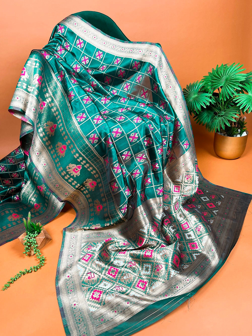 Teal Color Weaving zari work Banarasi Silk Saree