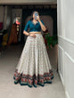 Load image into Gallery viewer, Teal Color Patola With Foil Print Rayon Cotton Co-ord Set Lehenga Choli Clothsvilla