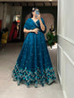 Load image into Gallery viewer, Teal Color Thread Embroidery Work Vichitra Silk Lehenga Choli Clothsvilla