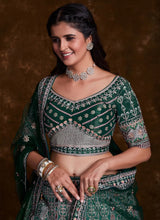 Load image into Gallery viewer, Thread Art Silk Lehenga Choli in Sea Green Clothsvilla