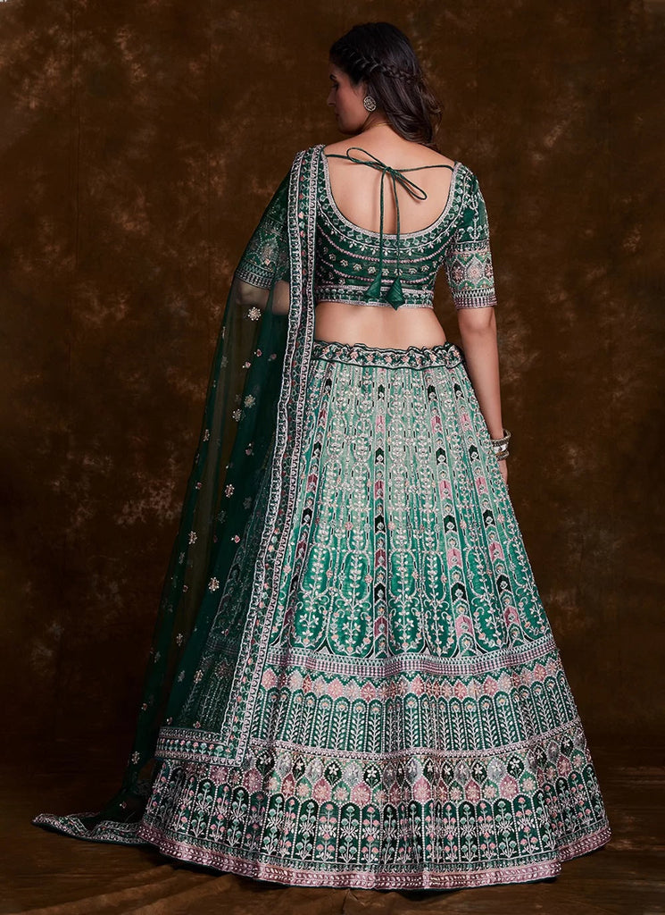 Thread Art Silk Lehenga Choli in Sea Green Clothsvilla