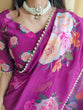 Load image into Gallery viewer, Purple Color Printed With Peral Lace Border Georgette Fancy Saree Clothsvilla