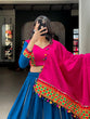 Load image into Gallery viewer, Blue Color Plain With Gamthi Work Cotton Navratri Garba Choli ClothsVilla.com