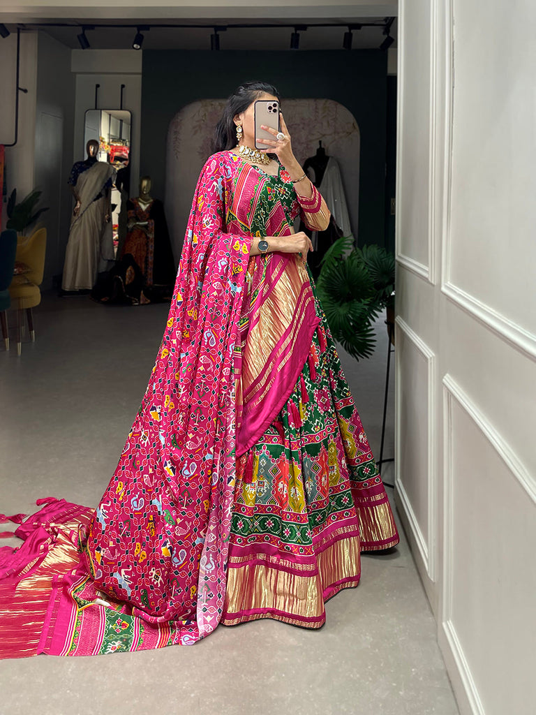 Magenta Pink Color Party Wear Silk Jacquard Lehenga & Blouse with Dupa –  fashionnaari