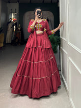Load image into Gallery viewer, Maroon Color Plain With Gota Patti Rayon Chaniya Choli ClothsVilla