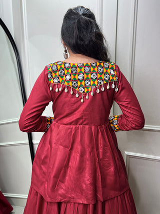 Maroon Color Plain With Gota Patti Rayon Chaniya Choli ClothsVilla
