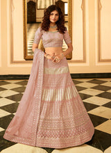 Load image into Gallery viewer, Traditional Mauve Pink Organza Lehenga with Gota Embroidery Clothsvilla