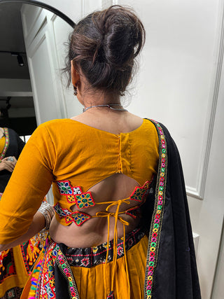 Mustard Color Gamthi Patch Work Cotton Garba Choli ClothsVilla