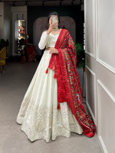 Load image into Gallery viewer, White Color Lucknowi Paper Mirror Work Georgette lehenga Choli ClothsVilla.com