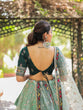 Load image into Gallery viewer, Pista Color Thread Embroidery Work With Lace Border Organza Lehenga Choli ClothsVilla.com