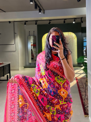 Multi Color Patola Printed Pure Gaji Silk Saree Clothsvilla