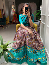 Load image into Gallery viewer, Wine Color Patola Paithani Printed And Foil Printed Dola Silk Gown Clothsvilla