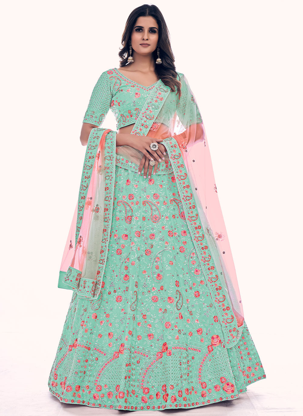 Net Long Choli Lehenga For Party Clothsvilla