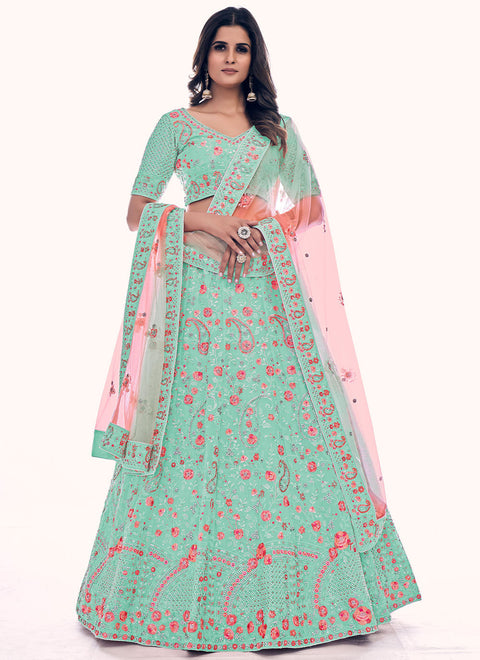 Net Long Choli Lehenga For Party Clothsvilla Main image