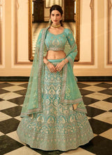 Load image into Gallery viewer, Turquoise Wedding Wear Gota And Zari Work Lehenga Clothsvilla