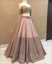 Load image into Gallery viewer, Peach color cotton Silk Lehenga choli with Embroidery work ClothsVilla