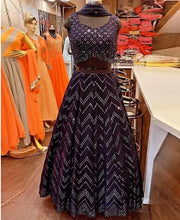 Load image into Gallery viewer, Dark Wine Georgette Lehenga Choli with Heavy Embroidery thread and Sequence work ClothsVilla