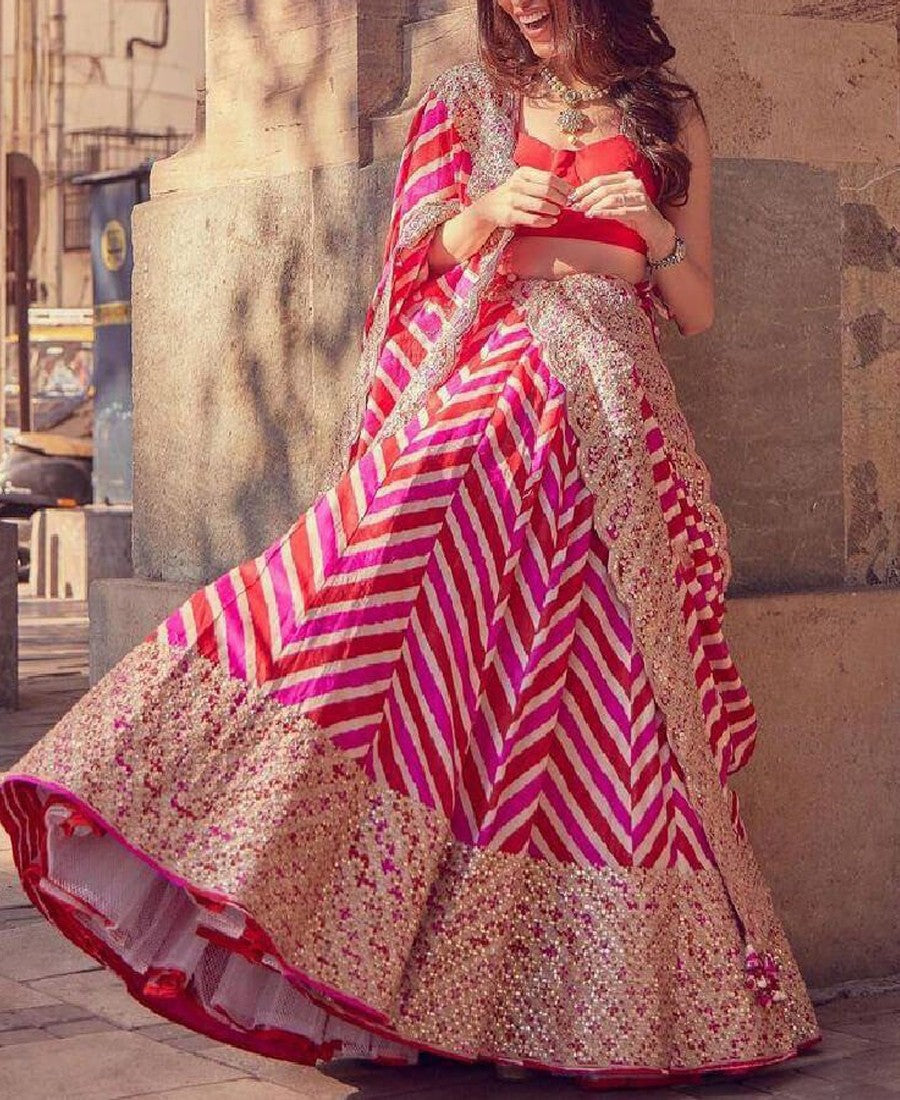 Luxury Designer Silk Pink Bridal Lehenga Choli For Women India USA UK –  Sunasa