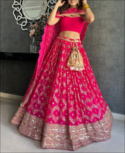 Load image into Gallery viewer, Dark Pink Georgette Lehenga Choli with Coding and Sequence work ClothsVilla