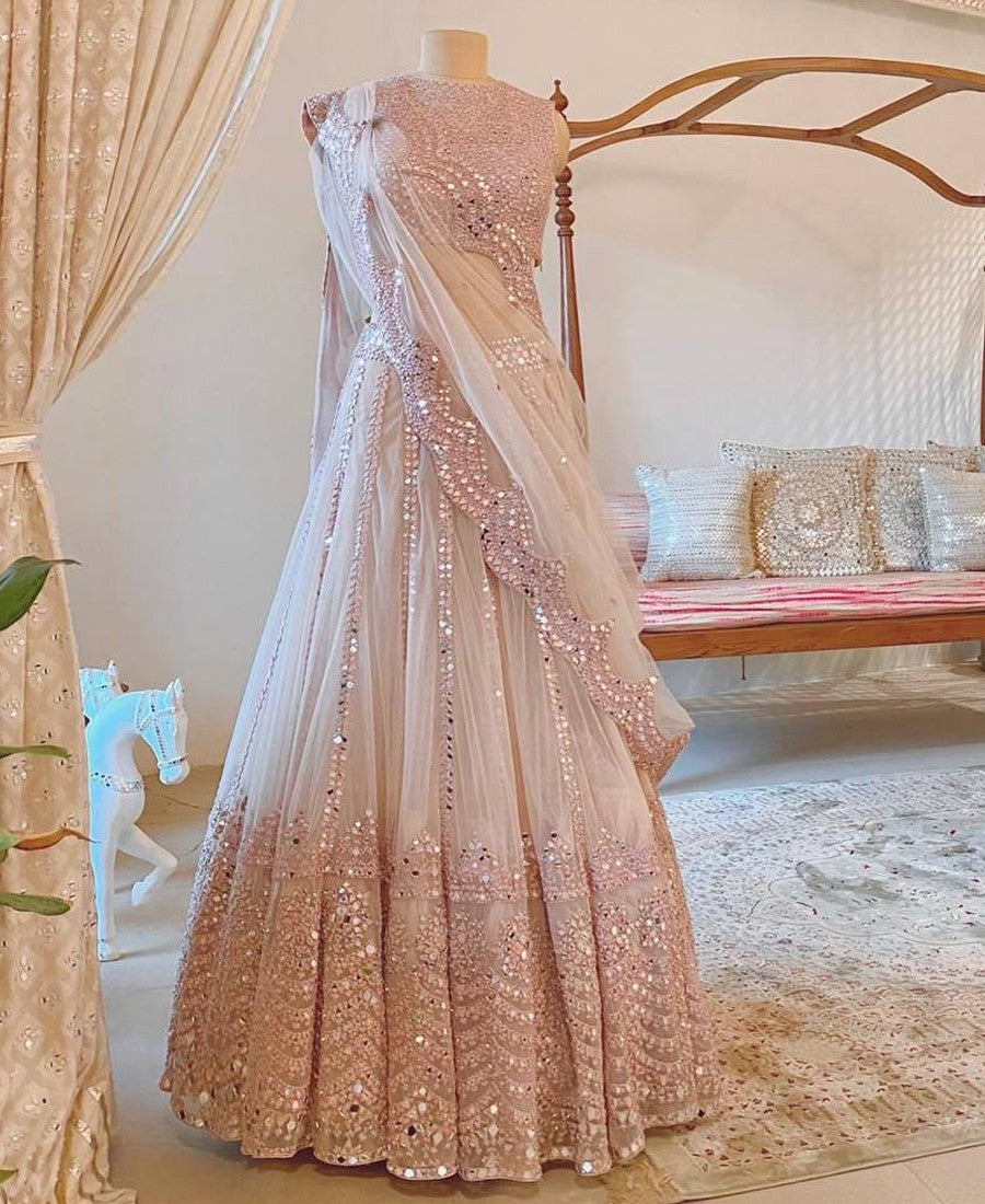 Baby Pink color Heavy Net Lehenga Choli with Soft Net Dupatta ClothsVilla
