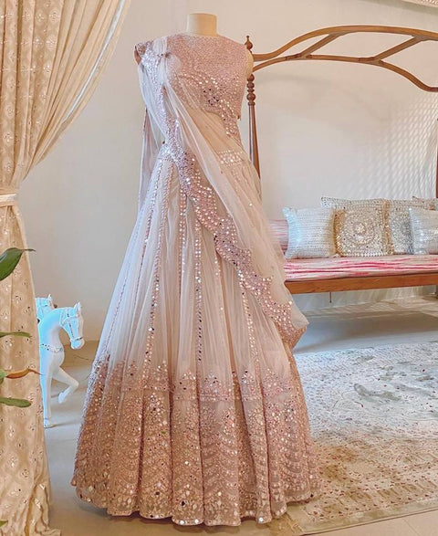 Baby Pink color Heavy Net Lehenga Choli with Soft Net Dupatta ClothsVilla Main image