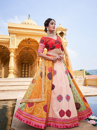 Multi Color Printed Vaishali Silk Lehenga Choli Set Clothsvilla