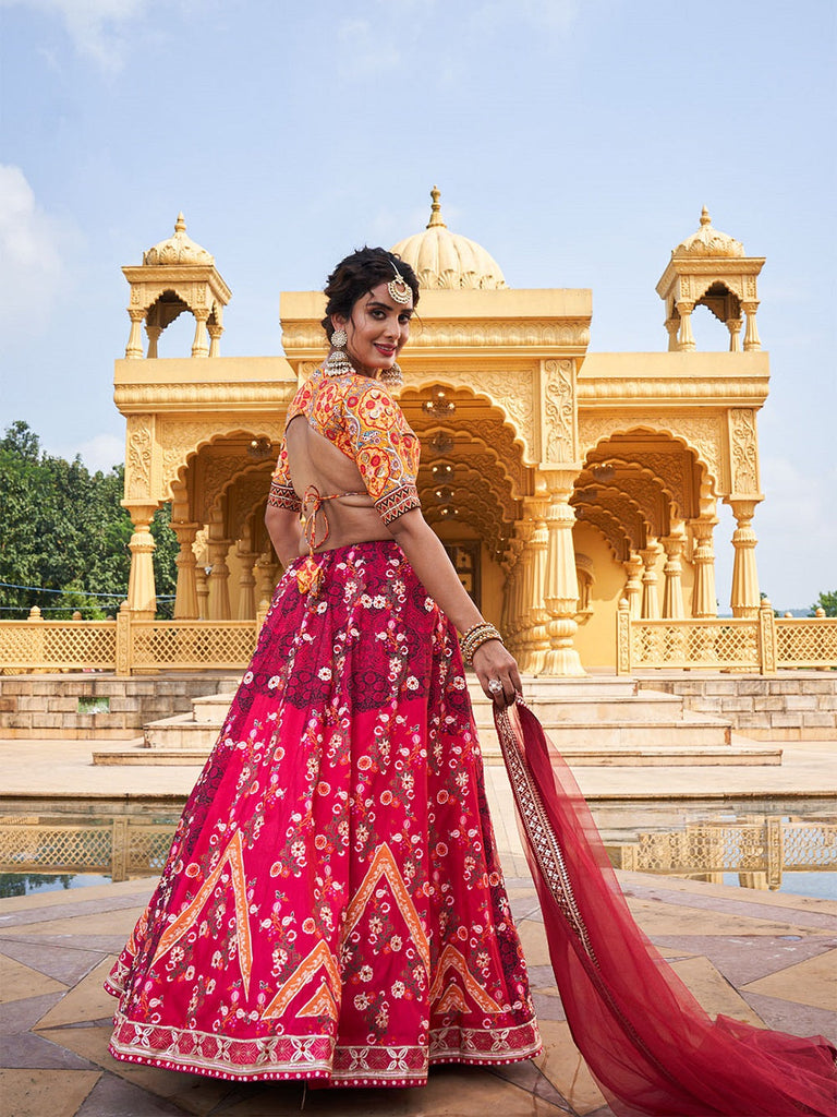 Pink Color Printed Vaishali Silk Lehenga Choli Set Clothsvilla