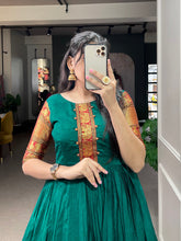 Load image into Gallery viewer, Teal Color Zari Weaving Work Narayan Pet (Cotton) Dress Clothsvilla