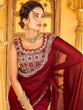 Load image into Gallery viewer, Maroon Color Vichitra Silk Saree Clothsvilla
