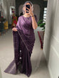 Load image into Gallery viewer, Wine Sequins And Zari Work Viscose Chanderi Saree Clothsvilla