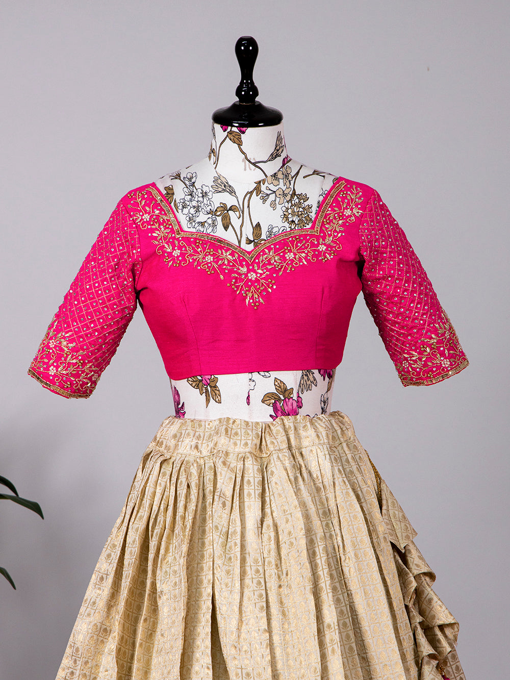 Cream Color Weaving Zari Work Jacquard Lehenga Choli Clothsvilla