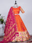 Orange Color Weaving Zari Work Jacquard Paithani Lehenga Choli Clothsvilla