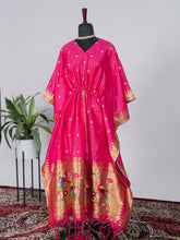 Load image into Gallery viewer, Pink Color Weaving Zari Work Jacquard Paithani Kaftan Clothsvilla