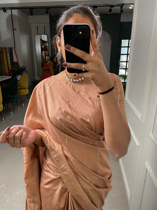 Chiku Sequins And Zari Work Viscose Chanderi Saree Clothsvilla