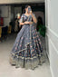 Grey Color Digital Printed Sequins And Embroider Work Chinon Brides Maids Lehenga Choli Clothsvilla