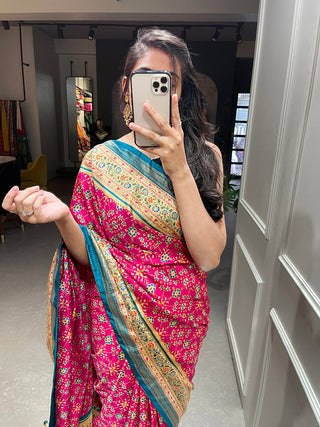 Pink Color Foil Printed And Stone Work Dola Silk Saree Clothsvilla