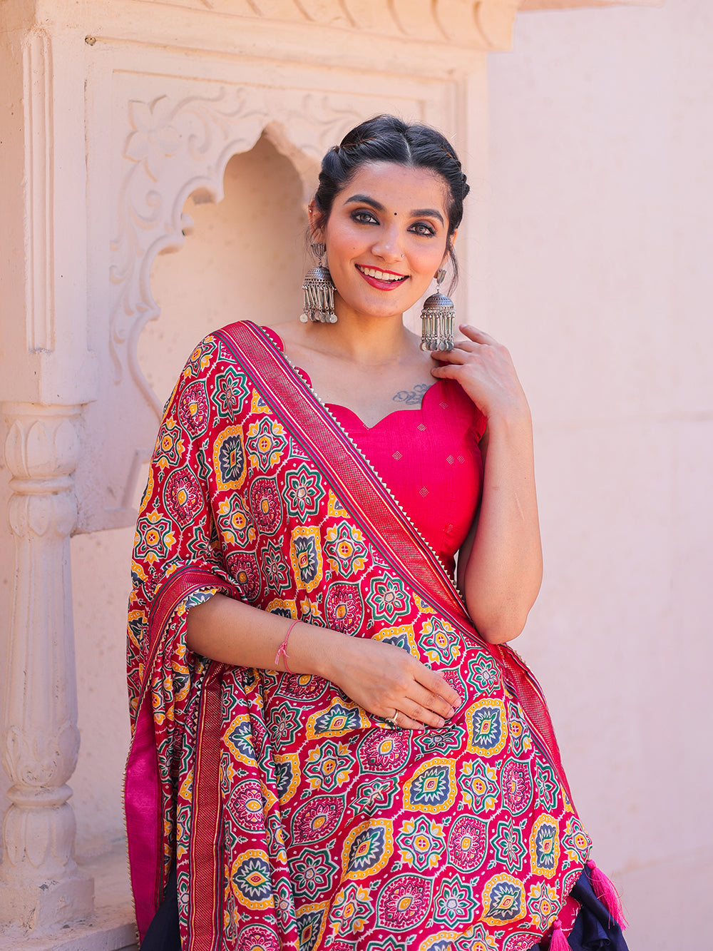 Blue Color Printed With Foil Work Dola Silk Lehenga Choli Clothsvilla