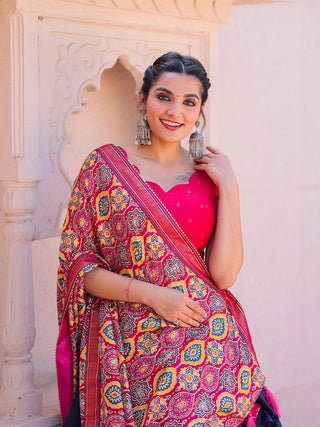 Blue Color Printed With Foil Work Dola Silk Lehenga Choli Clothsvilla