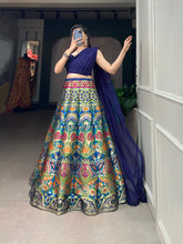 Load image into Gallery viewer, Navy Blue Color Zari Weaving Work Banarasi Silk Lehenga Choli Clothsvilla