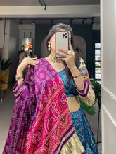Load image into Gallery viewer, Blue Color Digital Printed With Lagadi Patta Gaji Silk Lehenga Choli Clothsvilla