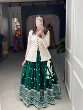 Load image into Gallery viewer, Green Color Sequins And Lucknowi Work Cotton Co-Ord Set Lehenga Choli ClothsVilla.com
