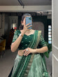 Load image into Gallery viewer, Green Color Dot And Ikkat Print With Foil Work Tussar Silk Lehenga Choli Clothsvilla