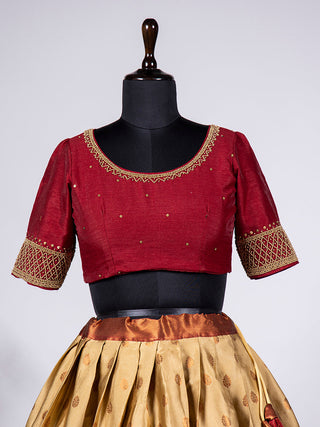 Cream Color Zari Weaving Work Jacquard Lehenga Choli Clothsvilla