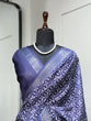 Load image into Gallery viewer, Navy Blue Color Printed With Zari Border Dola Silk Saree Clothsvilla