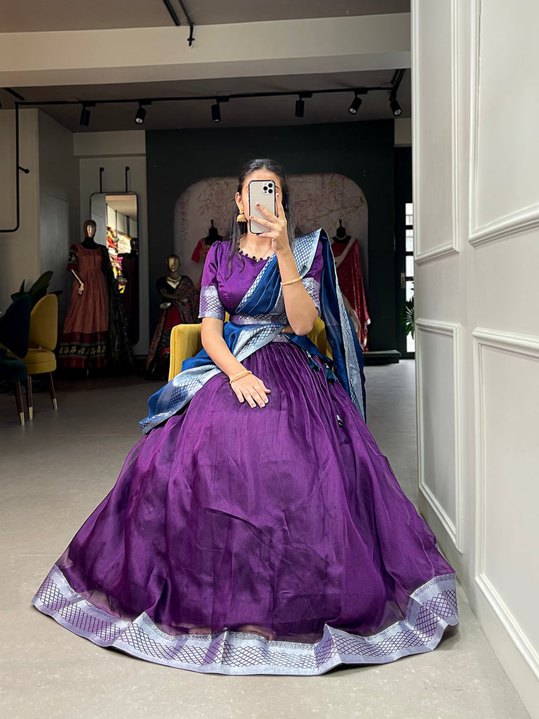 Buy Cream Colour Designer Kanjivaram Silk Half Saree Lehenga Pure Zari  Weaving South Indian Wedding Woman Saree Lehenga Party Wear Lehenga Online  in India - Etsy