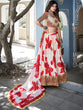 Load image into Gallery viewer, Red Color Digital Print With Sequins Embroidery Work Crushed Chinon Lehenga Choli ClothsVilla.com