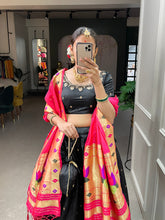 Load image into Gallery viewer, Black Color Weaving Zari Work jacquard Paithani Silk Lehenga Choli ClothsVilla.com