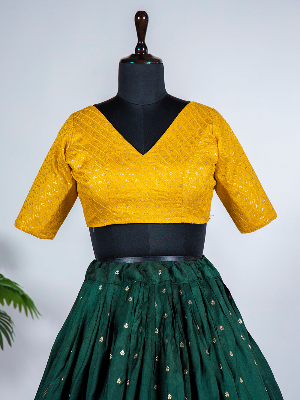 Green Color Weaving work Jacquard Lehenga Choli Clothsvilla